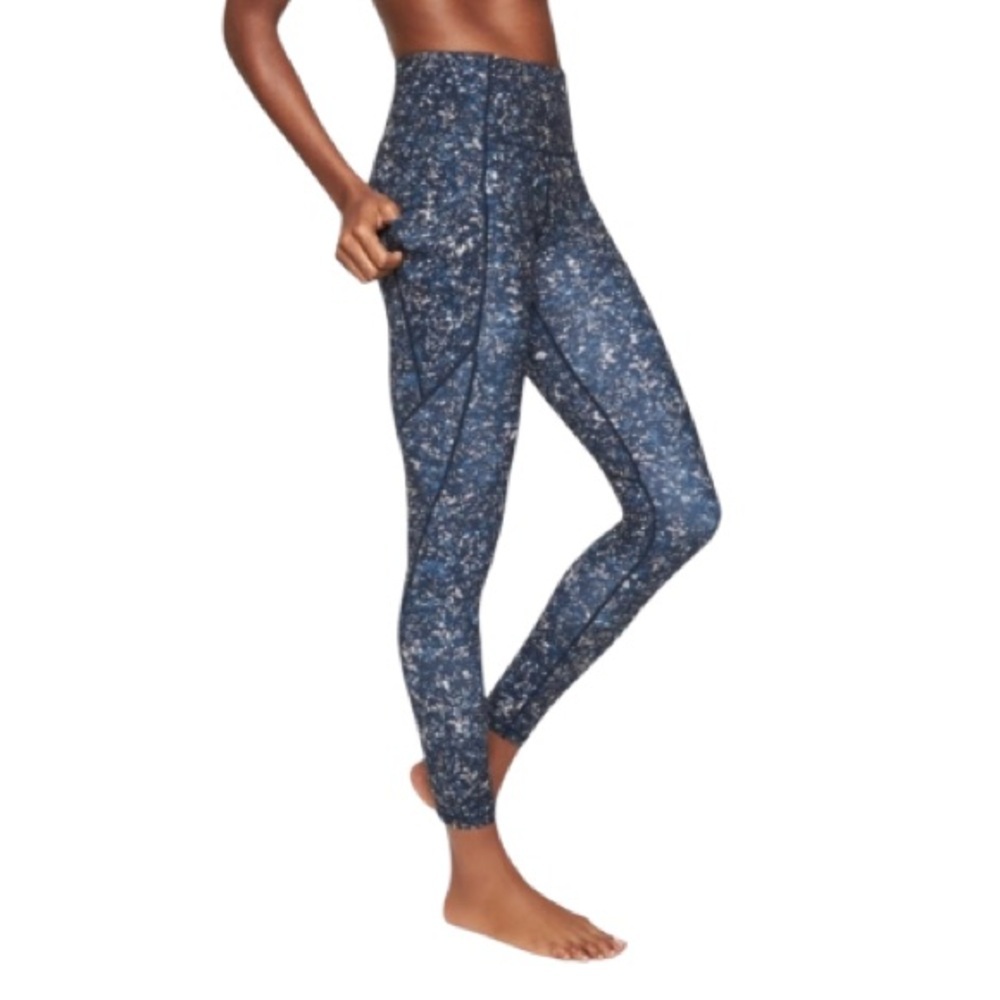 Athleta Sandstone Blue Stash Pocket Salutation Tight Powervita Sz Small Yoga